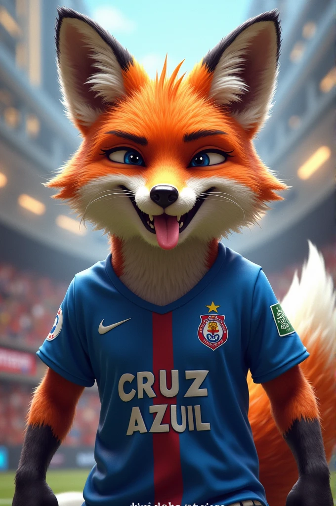 Drunken fox with a Cruz Azul shirt
