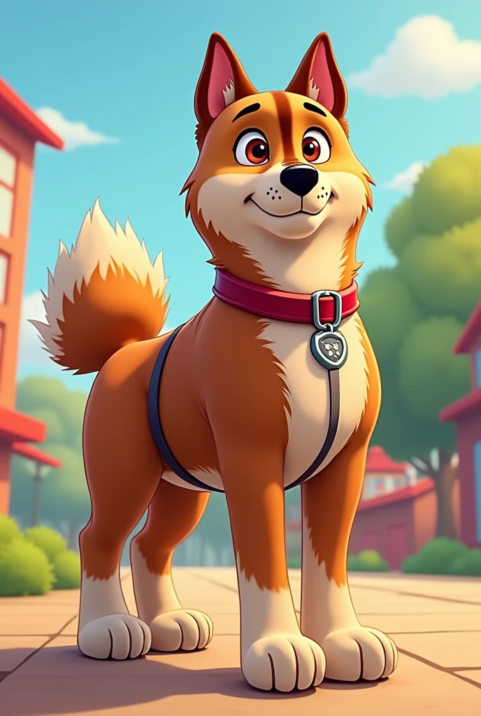 American Akita, brindle, paw patrol style, full body