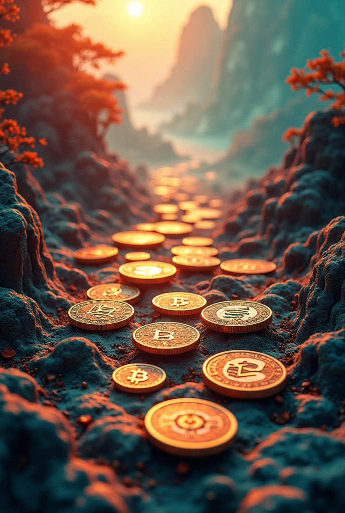 create for me a book cover about economics with chinese coins and bitcoin

