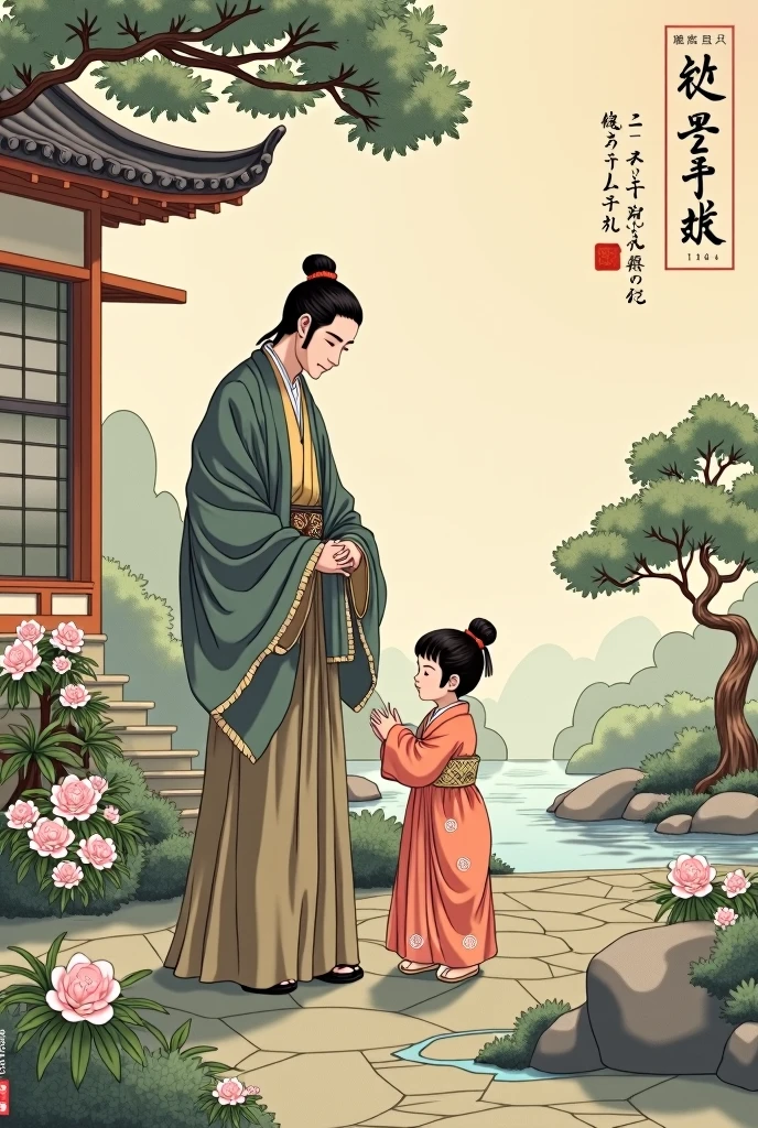 Make a Heian period image with father