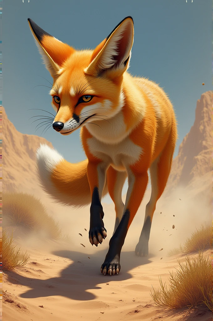 Atacama Desert Fox in a dynamic pose