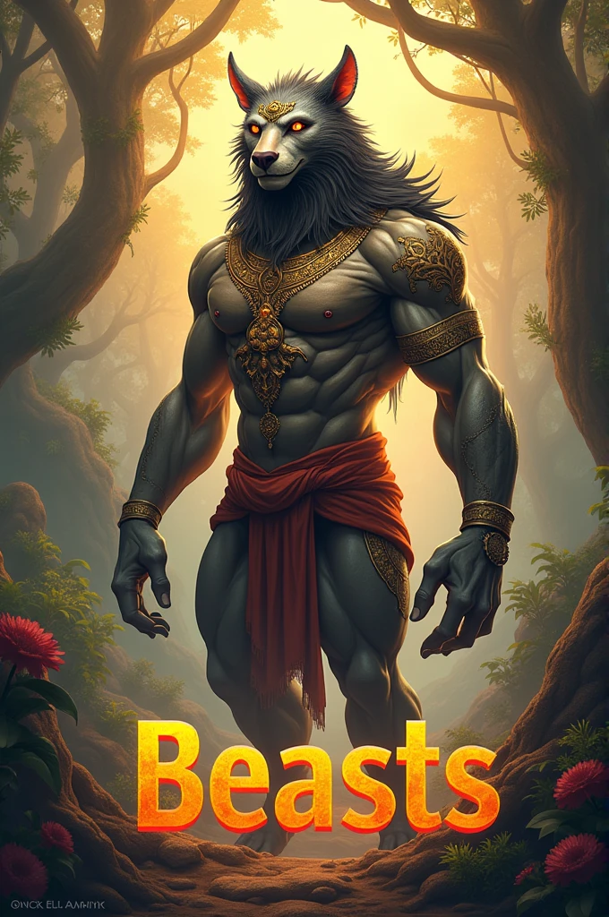 A person, quadruped, Indian, with a name printed below the image, being that name "beasts"