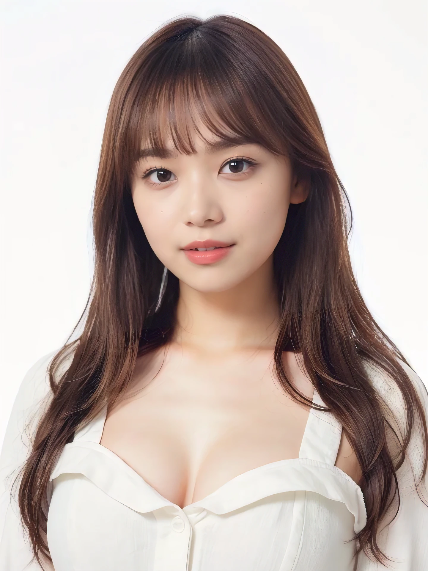 1girl, 25years old woman, cute face, Small breasts, medium breasts, large breasts, beautiful face, (perfectly detailed face), ((looking at viewer)), Simple Background, ((white background)), ((white wallpaper)), White skin, (bright lighting:1.2), perfect lighting, photorealistic, (bokeh), UHD, anatomically correct, highres
