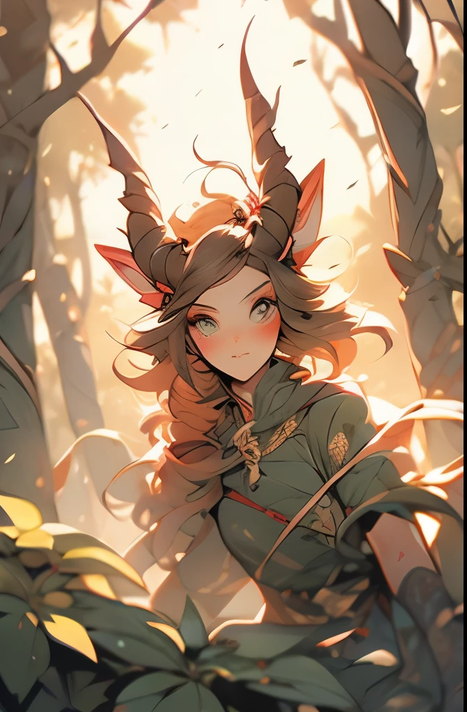 a woman archer in the woods with a bow and arrows, female forest archer, fauns, in the art style of mohrbacher, style of peter mohrbacher, goddess of the hunt, huntress, mohrbacher, in style of peter mohrbacher, tiefling, peter mohrbacher style, artgerm julie bell beeple, forest hunter lady
