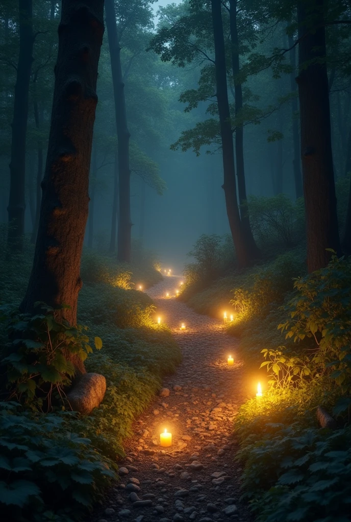 night Candles in the forest Brightness No religion