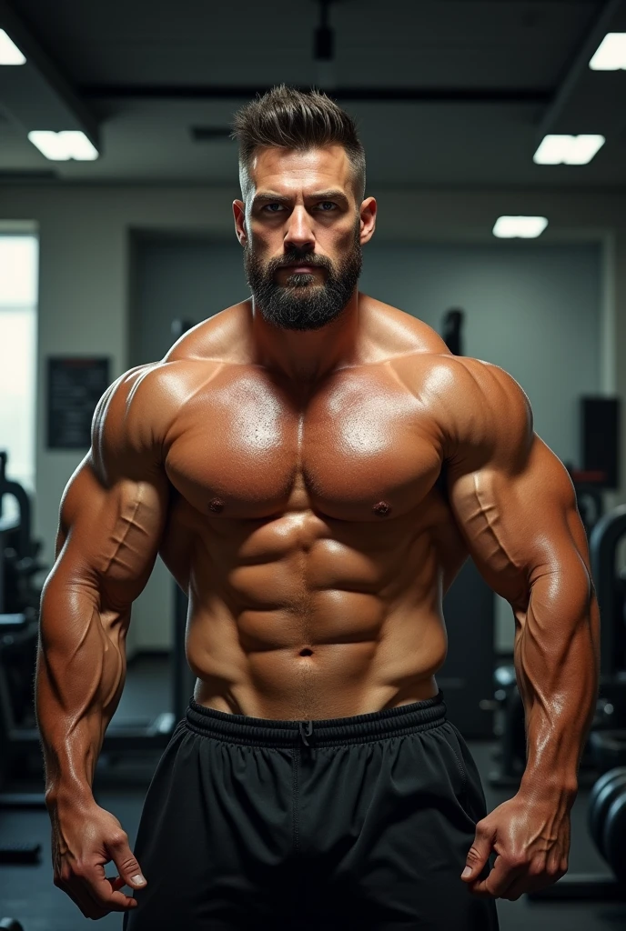A man in gym very big and muscular