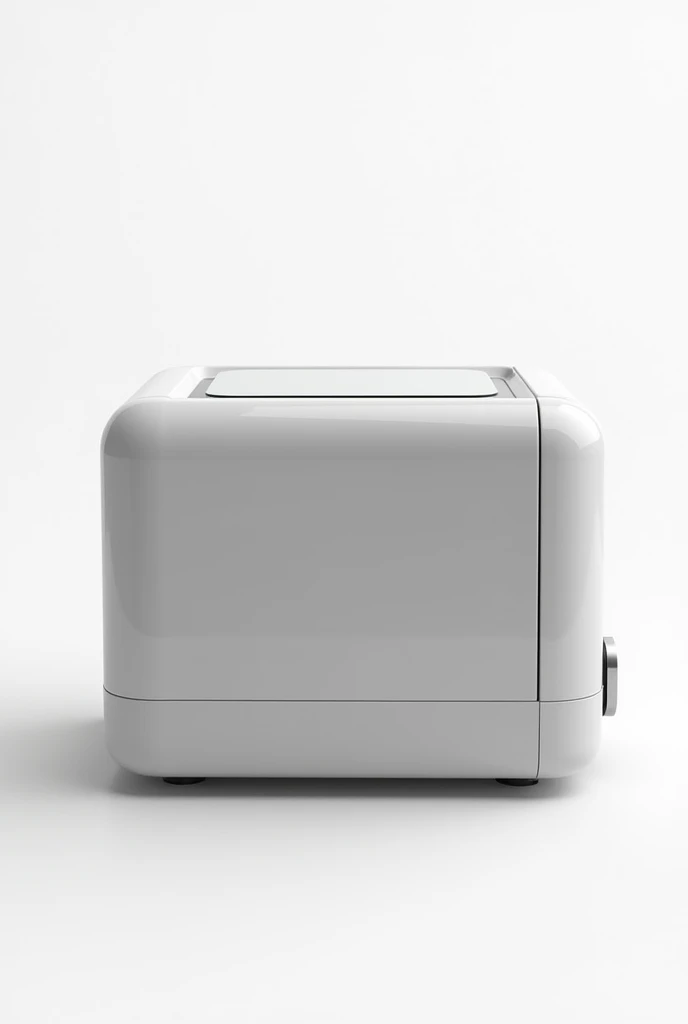 On a White background put
A compact and sophisticated design portable microwave. With dimensions of 27 cm wide, 18 cm deep and 15 cm high.
This microwave does NOT have a door handle. Non-slip rubber feet on the base.
It has a DIGITAL SCANNER.
With a small tempered glass display, allows the user to see the content without having to open the device.