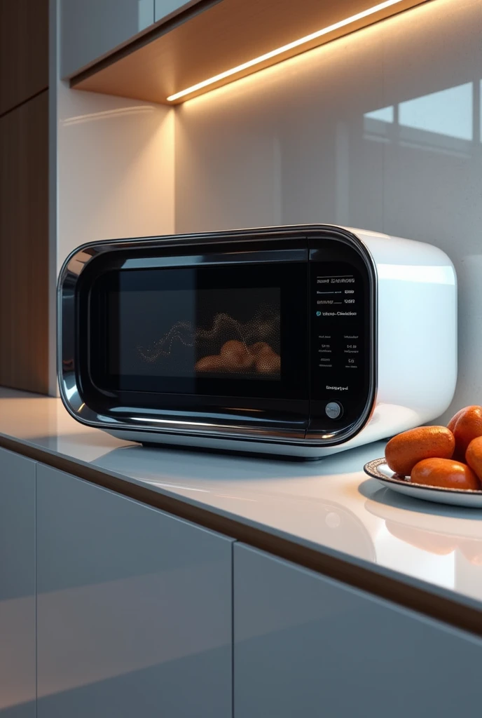 Make a drawing showing what a microwave will look like in the future.
