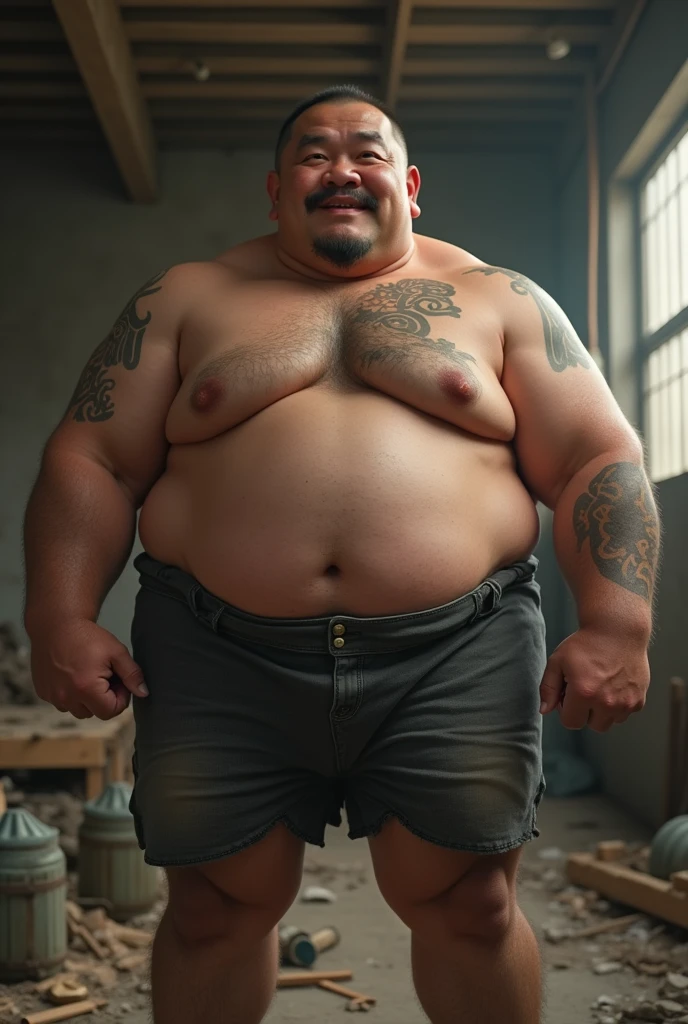 Photorealistic、Japanese、middle aged、Thick、Single eyelid、6 heads、Soft impression、50s、Metabolic、Short moustache、Short shaved head、square、whole body、Muscle Bear、Japan、same-sex love、indoor、Cock、erection、Full Body、fat、Giant、Masturbation、Thick legs、Thick arms、Thick face、Fat、muscle、Thick waist、Fat Belly、Short beard、Dark skin tone、Glare、Short arms、Short legs、Bodybuilder、Hairy、Thick waist、Thick neck、Thanos、Plump、Pleasant face、action、Masturbation、、Anal Sex、anal sex、Ecstasy、Construction site、