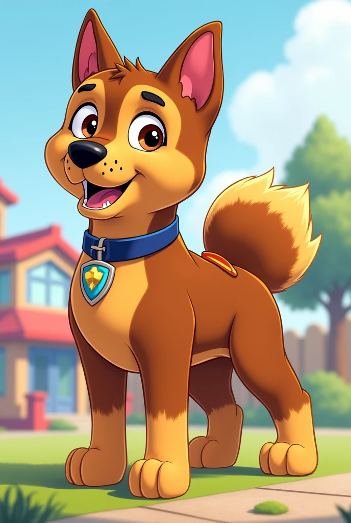 American Akita, brindle, paw patrol style, full body