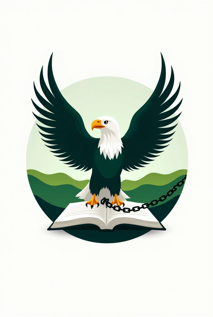 I want you to make me a logo that says Liberty Educational Unit....que tenga un aquila agrado una cadena rompiendo y un 📖 libro y banco 🤍 y verde 💚