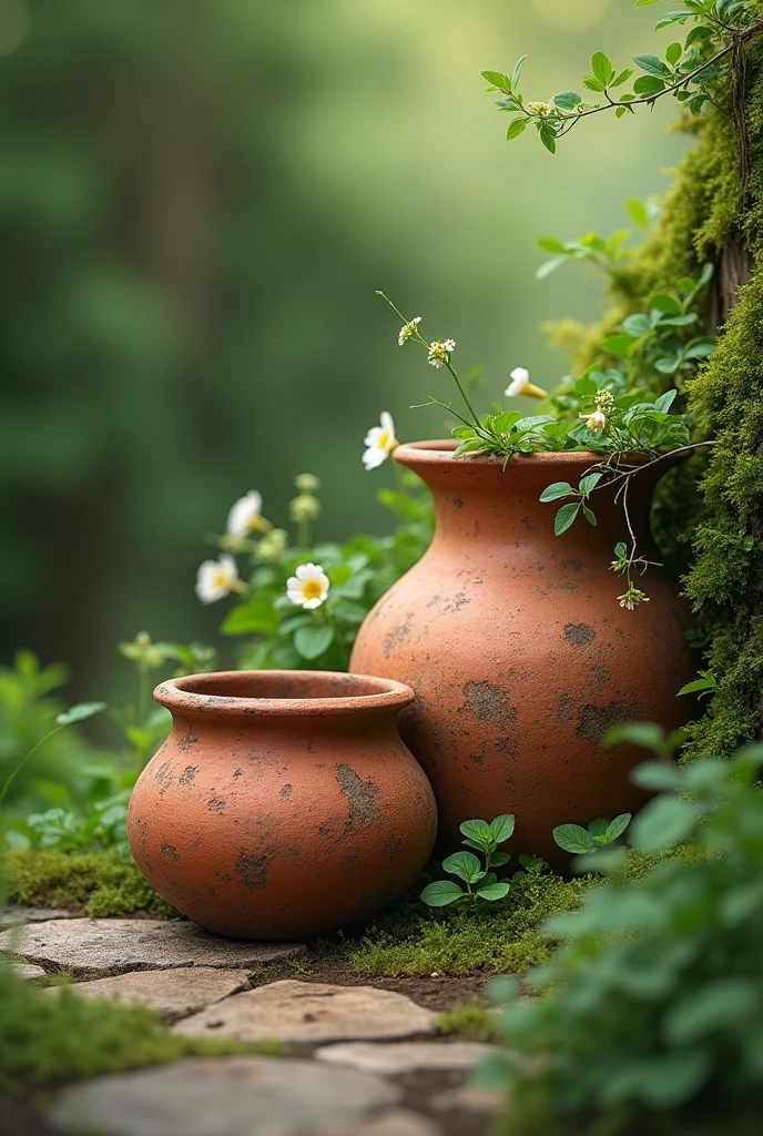 earthen pots on side Nature