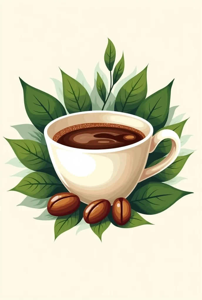 Logo for our company. We make coffee drink using seeds. Create a coffee with seeds and leaves on the back.