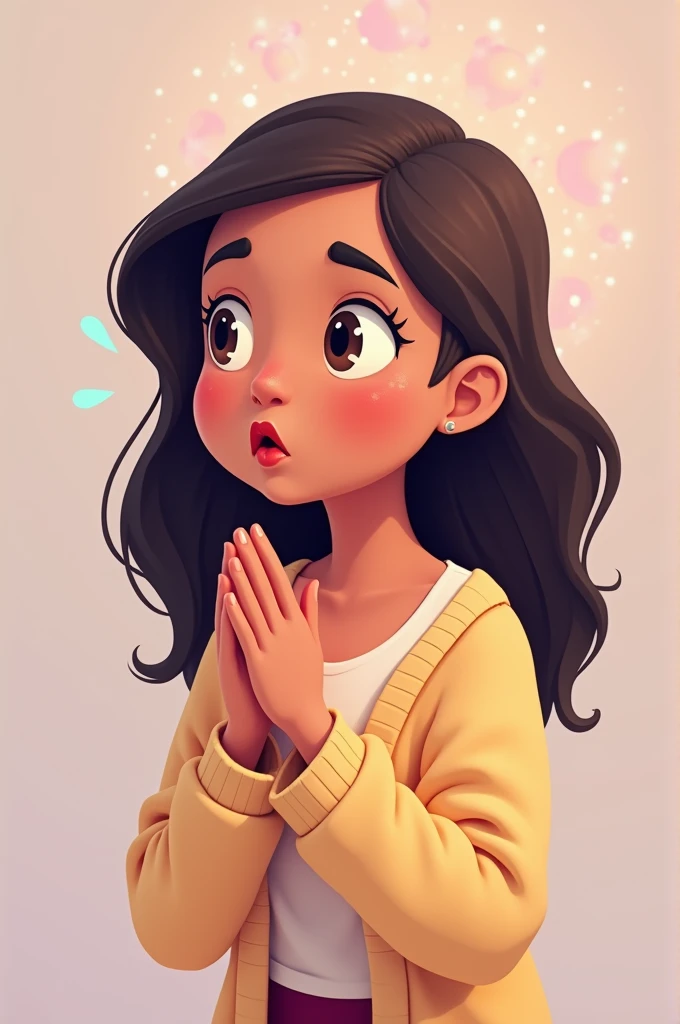 A cartoonist AI image of woman who pray from god