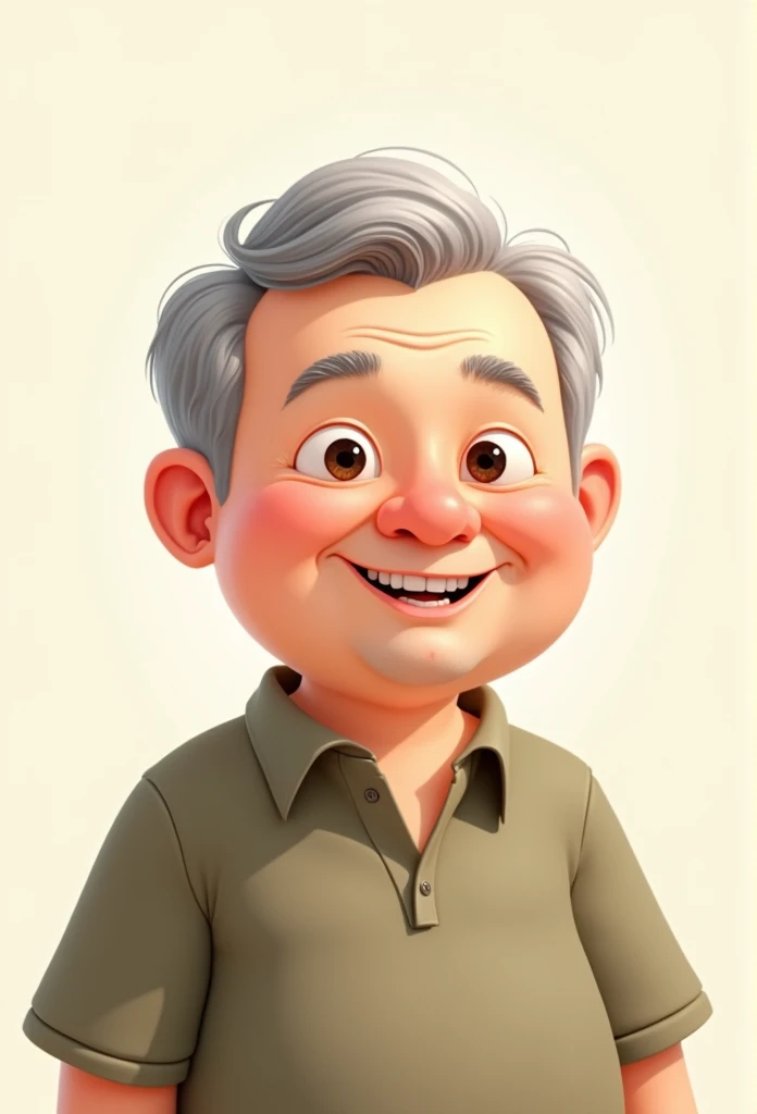 Cartoon character of a man, offwhite, meio gordinho, gray hair