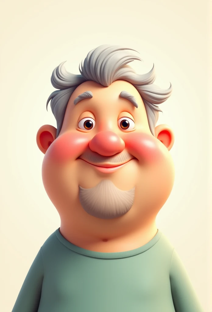 Cartoon character of a man, offwhite, meio gordinho, gray hair