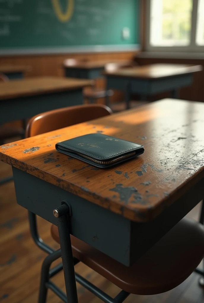 Wallet forget in classroom inside desk