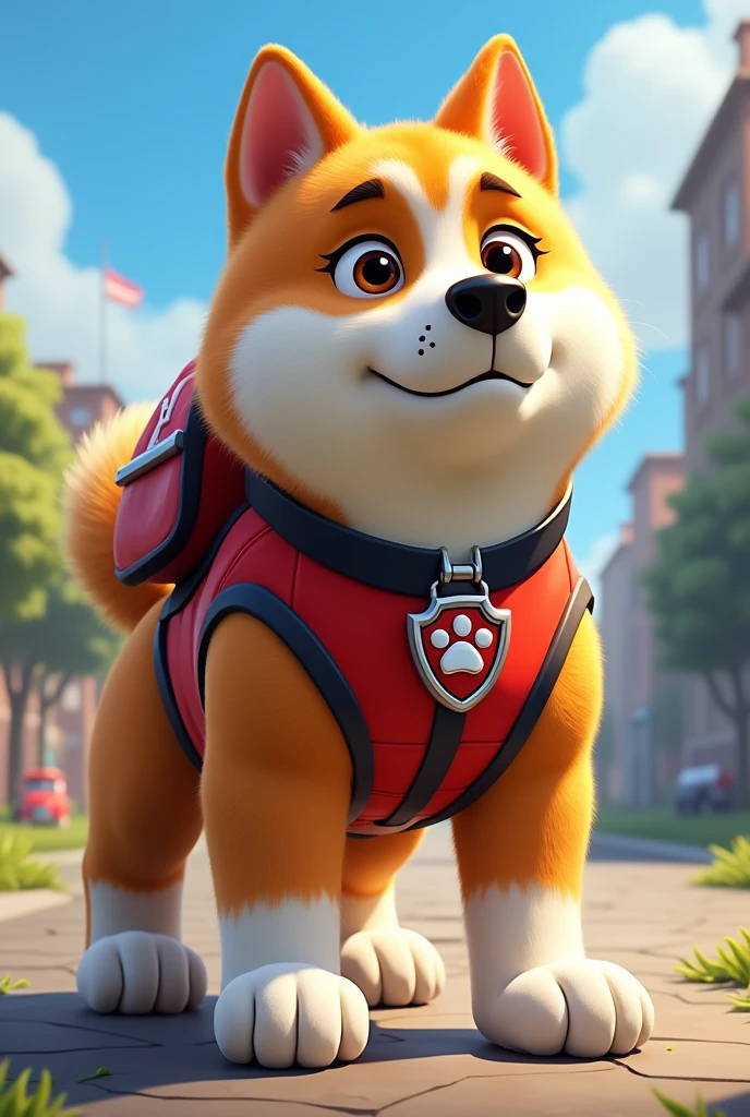 American Akita, paw patrol style, full body