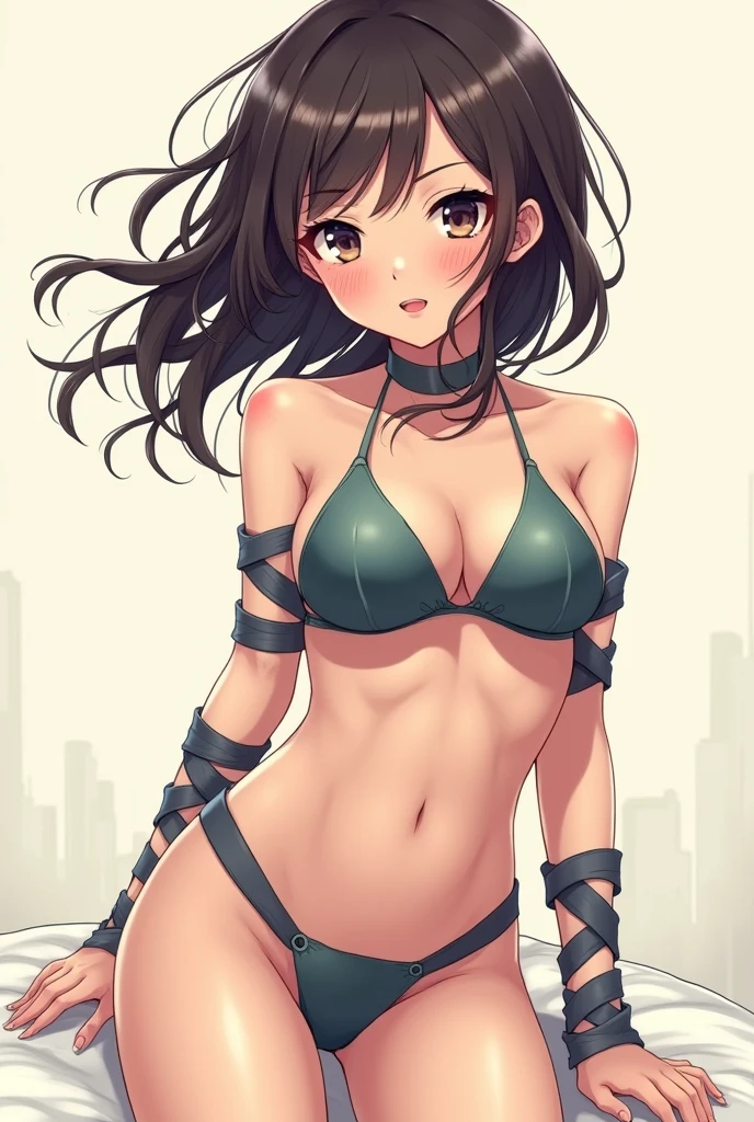Tied taped duct tape anime bikini girl