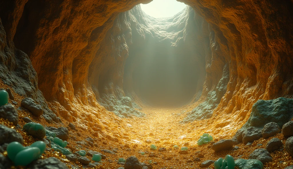 There is a lot of gold and jade underground(best quality,4K,8k,High level,masterpiece:1.2),Ultra Detailed,(lifelike,Photo real,Photo real:1.37)