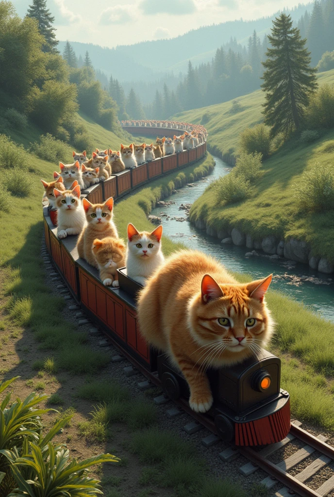 A realistic cat train