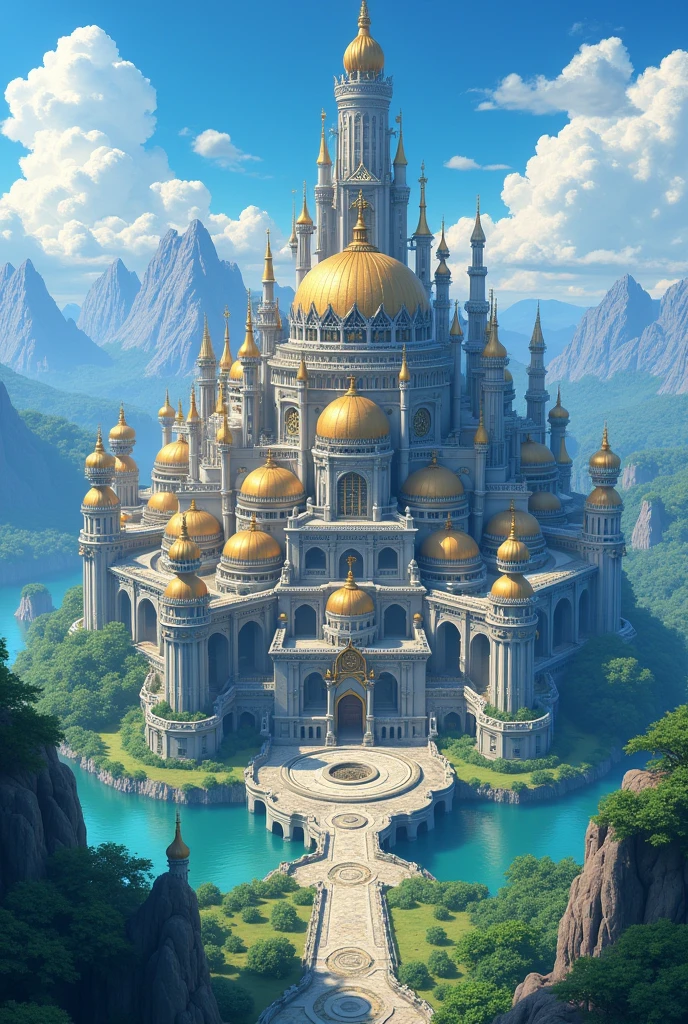 Now create an majestic anime kingdom. ( Royal Magic Kingdom of Eldoria ) Make it more bigger, big at around 600 meter, and make it more cooler and majestic