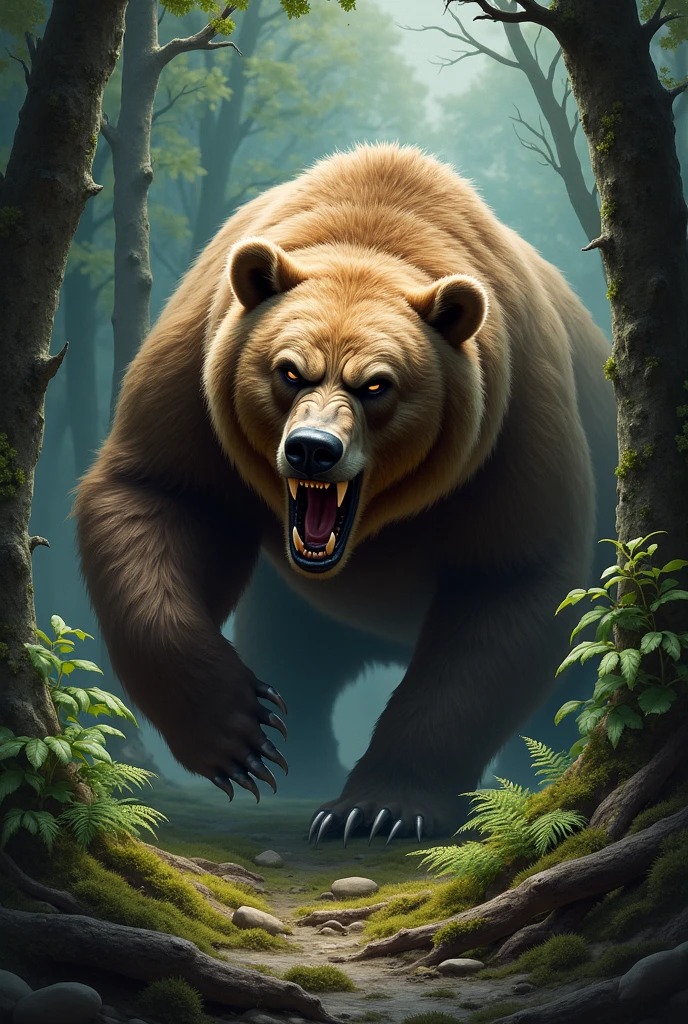 A sleeping bear wakes up furious