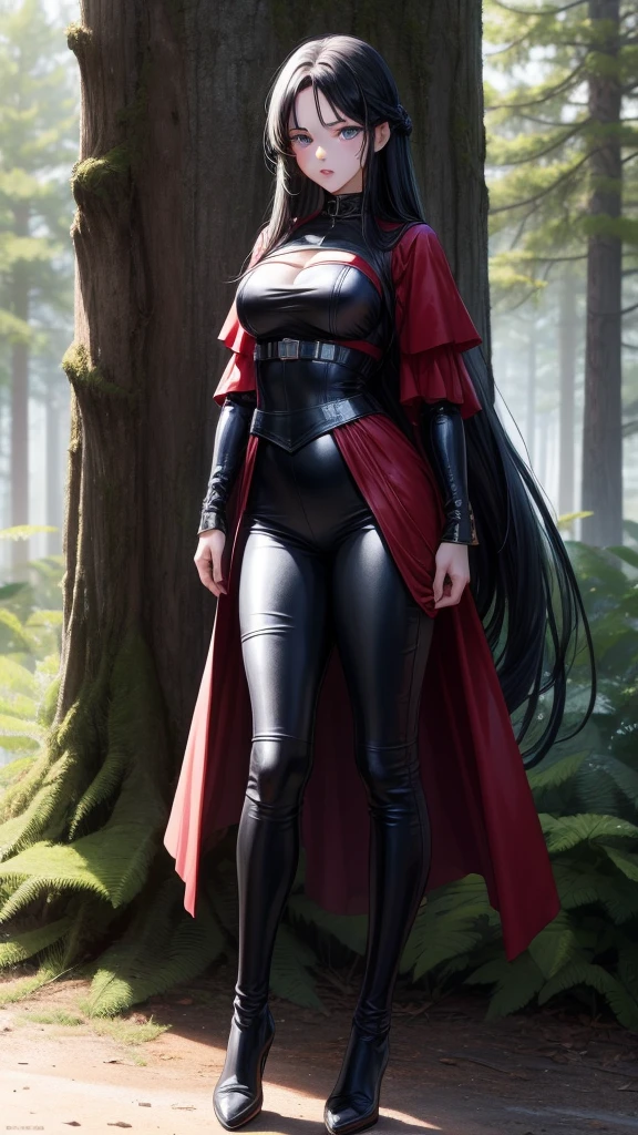 アニメ , 1 girl, {face perfect}, {long black hair}, {blue colored eyes}, {asymmetrical eyes}, {perfect nose}, {red lips}, {full body 5.0}, {{black leather medieval clothing, detailed}}, {black medieval leather pants}, {at a forest}

{8k image}, {128k ultra resolution}, {ultra quality 128k}, {128k high quality sharpness}