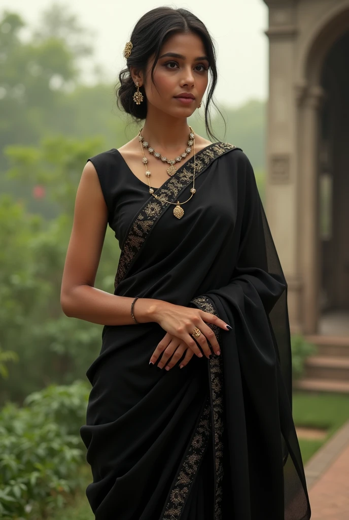 Indiana girl in black saree 