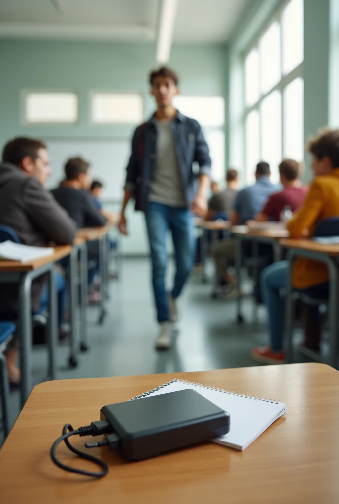 laptop charger in classroom forgotten by student