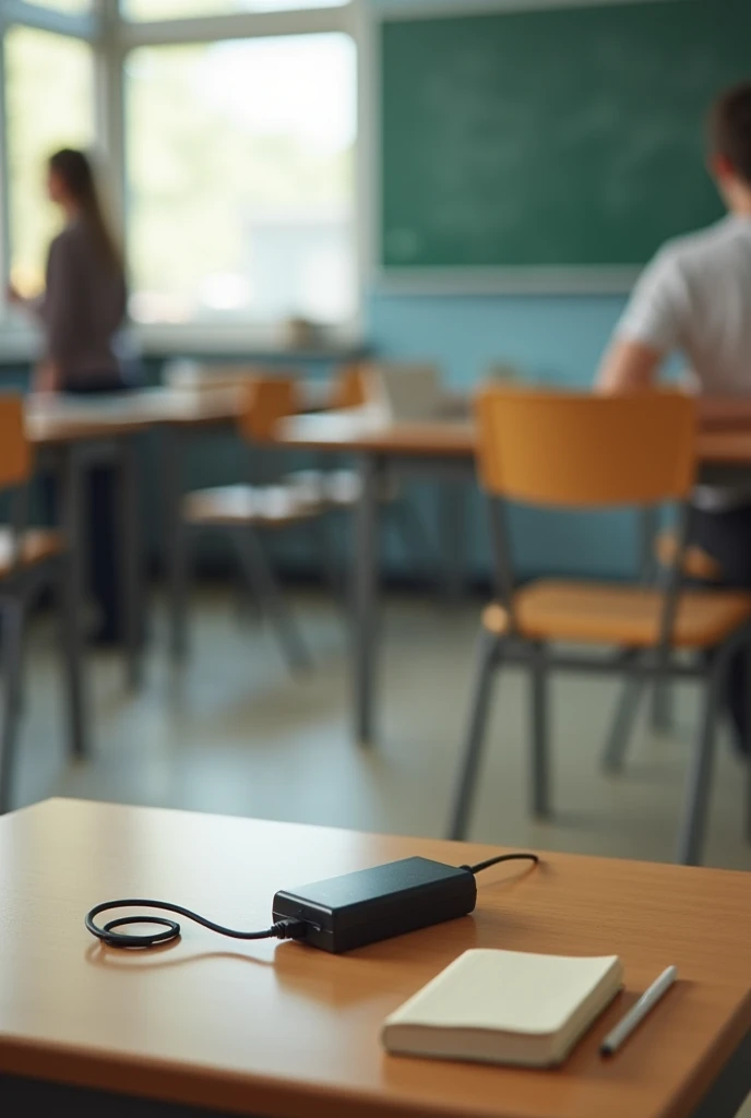 laptop charger in classroom forgotten by student