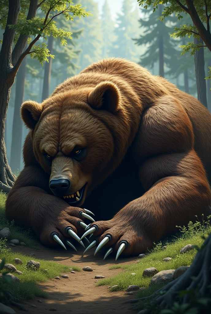 An angry bear sleeping