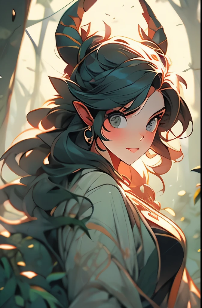 a woman archer in the woods with a bow and arrows, female forest archer, fauns, in the art style of mohrbacher, style of peter mohrbacher, goddess of the hunt, huntress, mohrbacher, in style of peter mohrbacher, tiefling, peter mohrbacher style, artgerm julie bell beeple, forest hunter lady