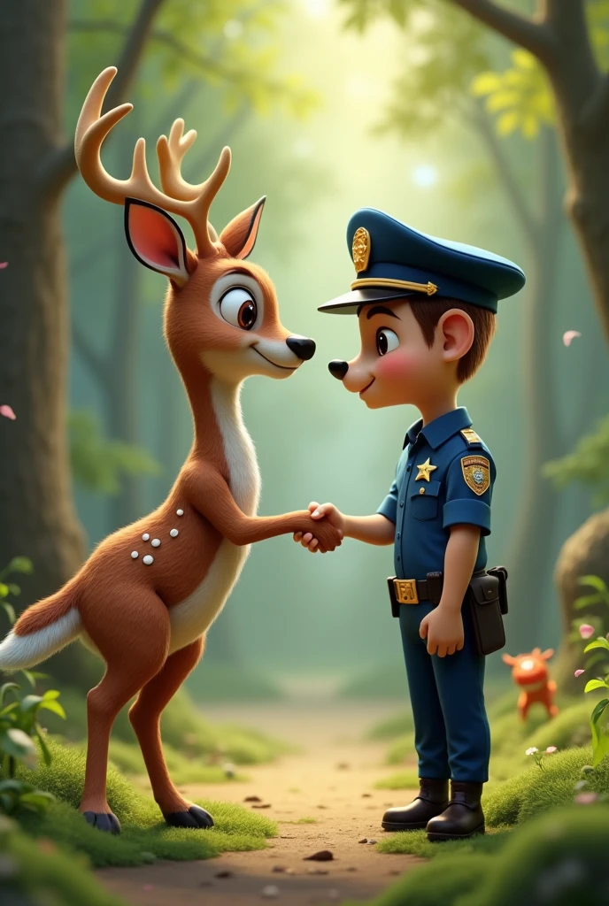 A deer handshake with police