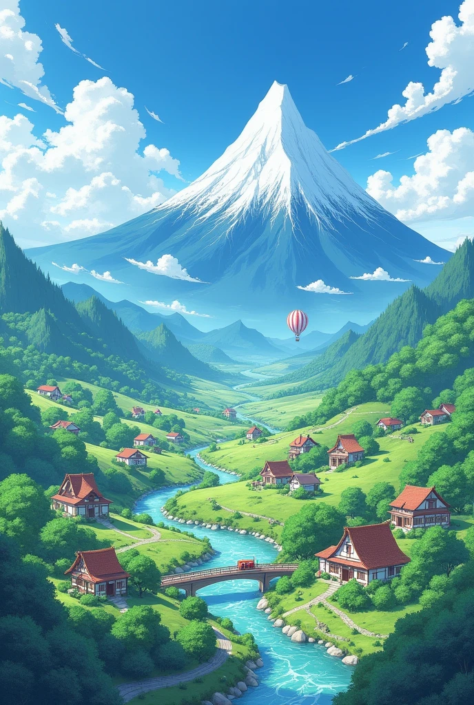 An anime style landscape.