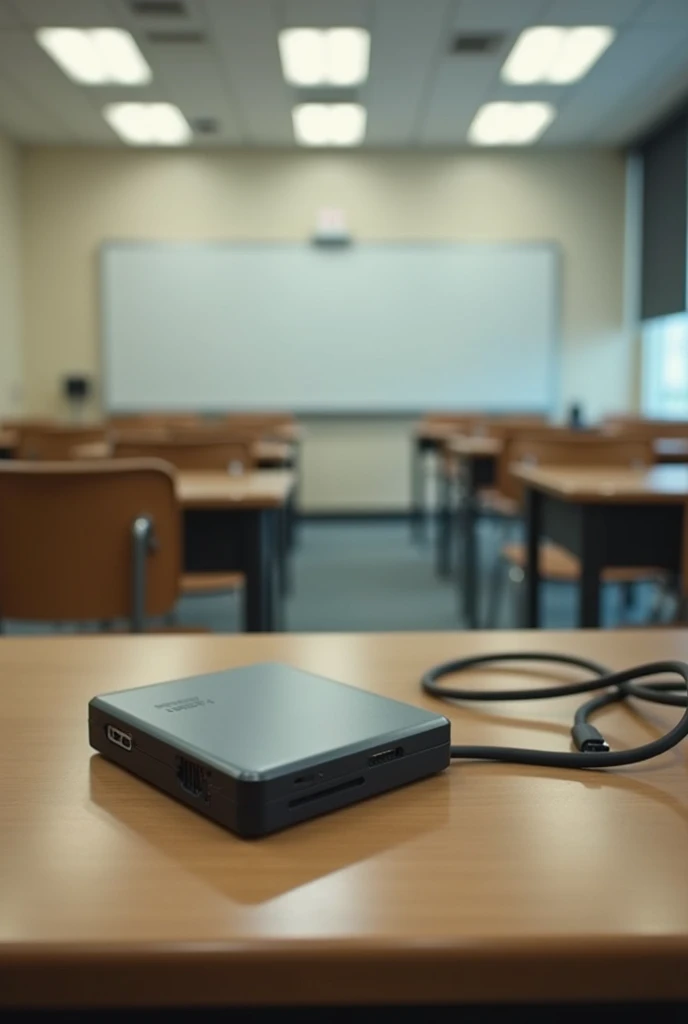 laptop charger in classroom forgotten by student in empty classroom