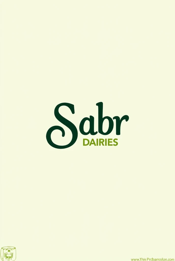 "Design a modern and sophisticated logo for 'Sabr Dairies,' a premium dairy brand. The logo should convey purity, quality, and trust. Incorporate elements that represent dairy farming, such as a cow, milk, or farm imagery, but with a clean and minimalist approach. The color scheme should include natural tones like fresh green, cream, or white, symbolizing freshness and nature. The typography should be elegant yet strong, reflecting the brand's commitment to excellence. The overall design should be versatile, suitable for packaging, digital media, and corporate branding."