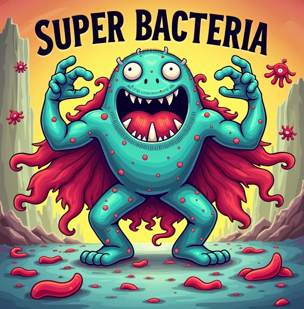 Remove the text written super bacteria