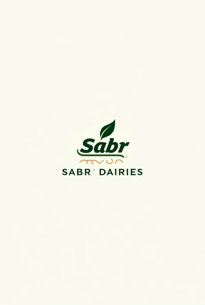 "Design a modern and sophisticated logo for 'Sabr Dairies,' a premium dairy brand. The logo should convey purity, quality, and trust. Incorporate elements that represent dairy farming, such as a cow, milk, or farm imagery, but with a clean and minimalist approach. The color scheme should include natural tones like fresh green, cream, or white, symbolizing freshness and nature. The typography should be elegant yet strong, reflecting the brand's commitment to excellence. The overall design should be versatile, suitable for packaging, digital media, and corporate branding."