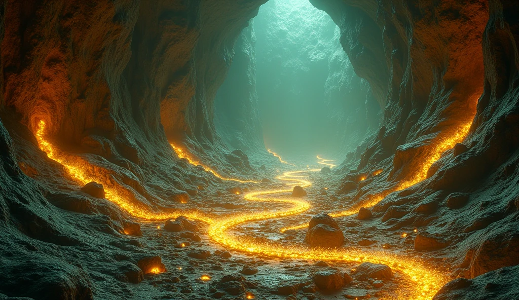 There are many veins of gold and jade under the ground.（best quality，4K，8k，High level，masterpiece：1.2），Ultra Detailed，（lifelike，Photo real，Photo real：1.37）
