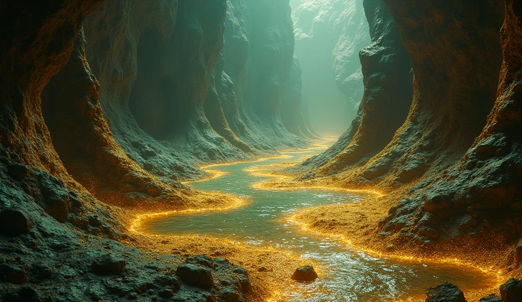 There are many veins of gold and jade under the ground.(best quality,4K,8k,High level,masterpiece:1.2),Ultra Detailed,(lifelike,Photo real,Photo real:1.37)