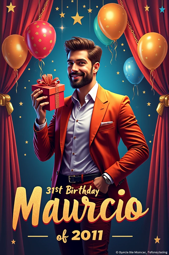 Birthday invitation that says: I invite you to celebrate Mauricio this August 31st at 3pm, until he turns 31! Mandatory gift, If the police are not called for trespassing