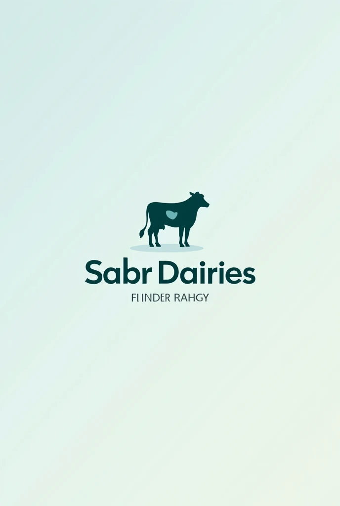 "Design a modern and sophisticated logo for 'Sabr Dairies,' a premium dairy brand. The logo should convey purity, quality, and trust. Incorporate elements that represent dairy farming, such as a cow, milk, or farm imagery, but with a clean and minimalist approach. The color scheme should include natural tones like fresh blue, cream, or white, symbolizing freshness and nature. reflecting the brand's commitment to excellence. The overall design should be versatile, suitable for packaging, digital media, and corporate branding."