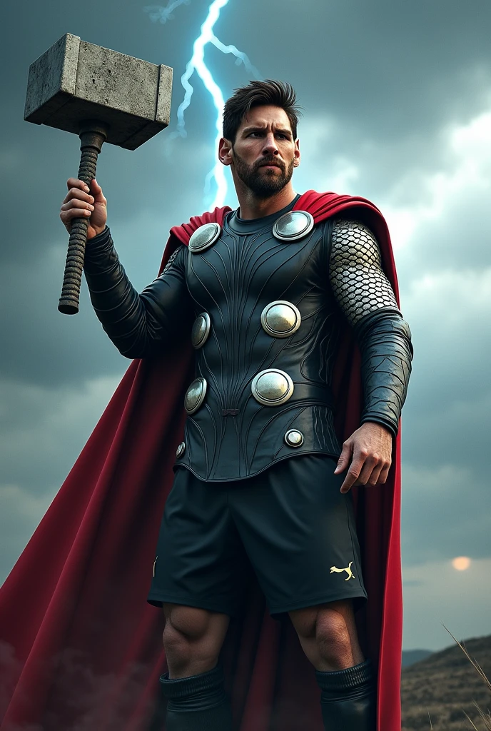 Messi as a thor with the hammer