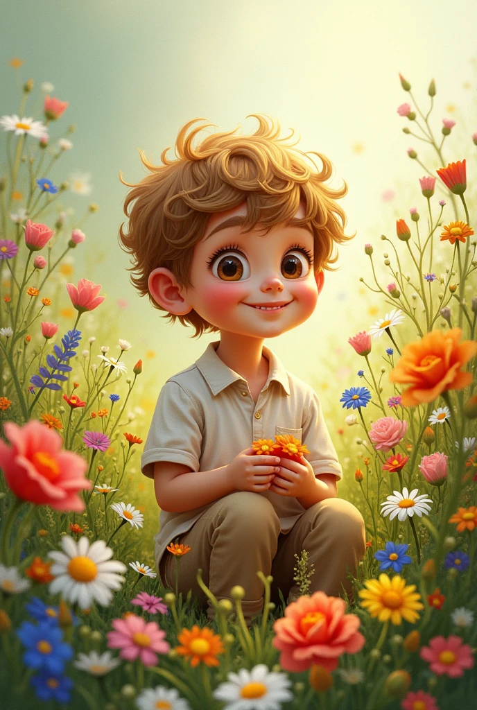 boy with flowers