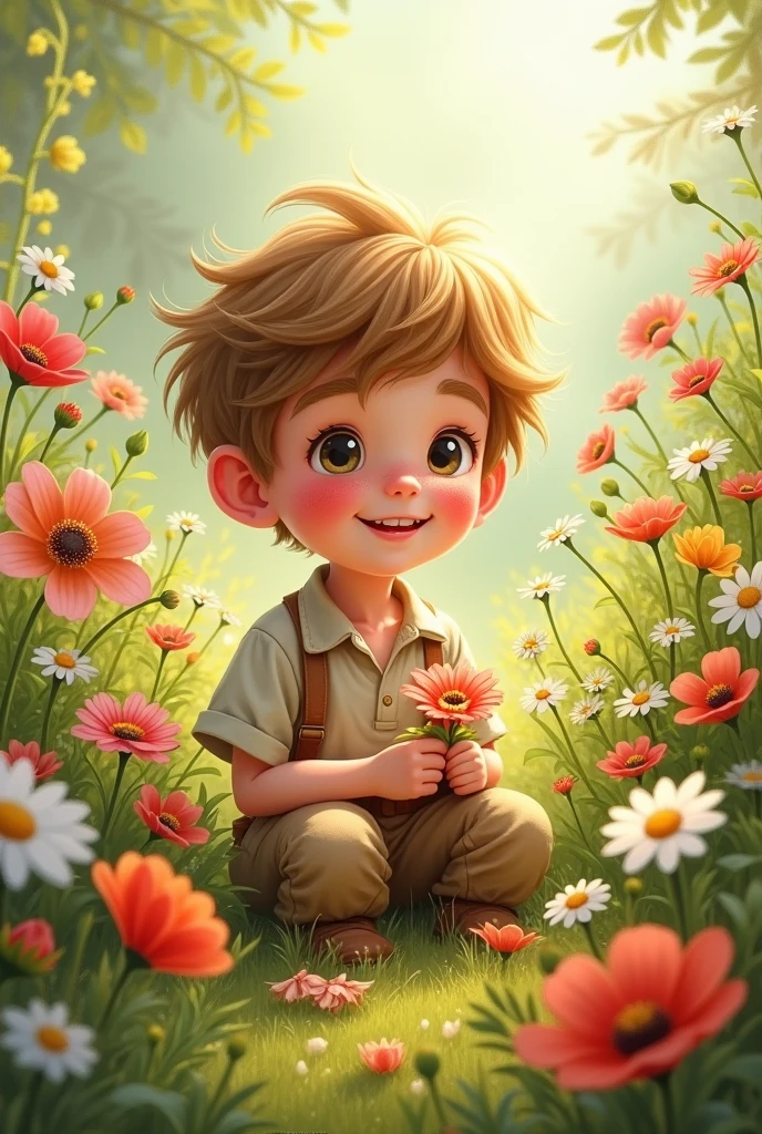 boy with flowers