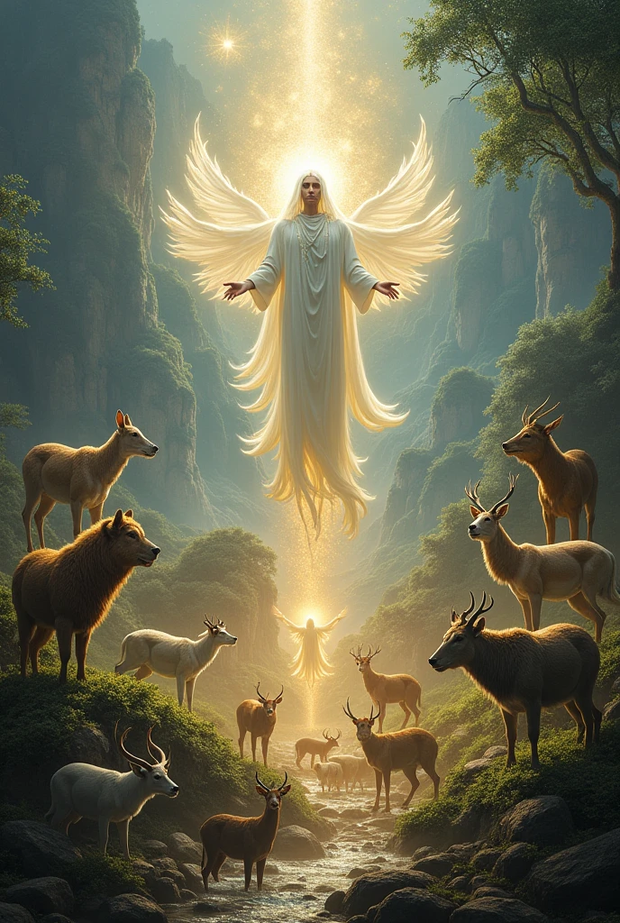 God in the beginning created domestic animals and reptiles of the earth and wild animals