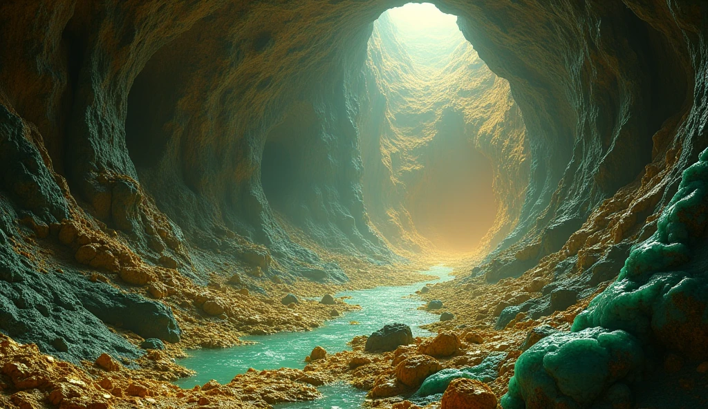 There are many gold and jade mines under the ground.(best quality,4K,8k,High level,masterpiece:1.2),Ultra Detailed,(lifelike,Photo real,Photo real:1.37)