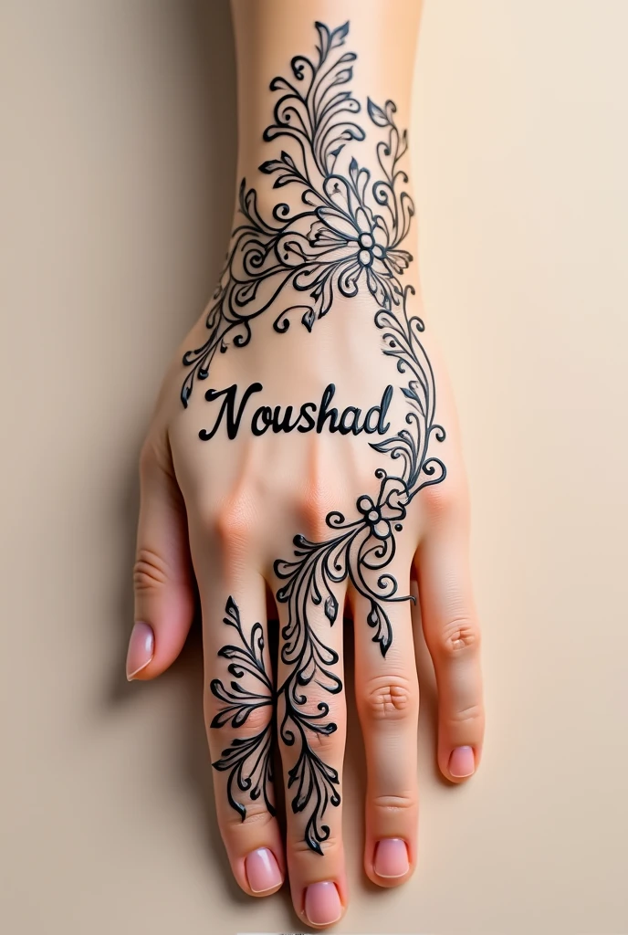 Beautiful Henna design with name noushad