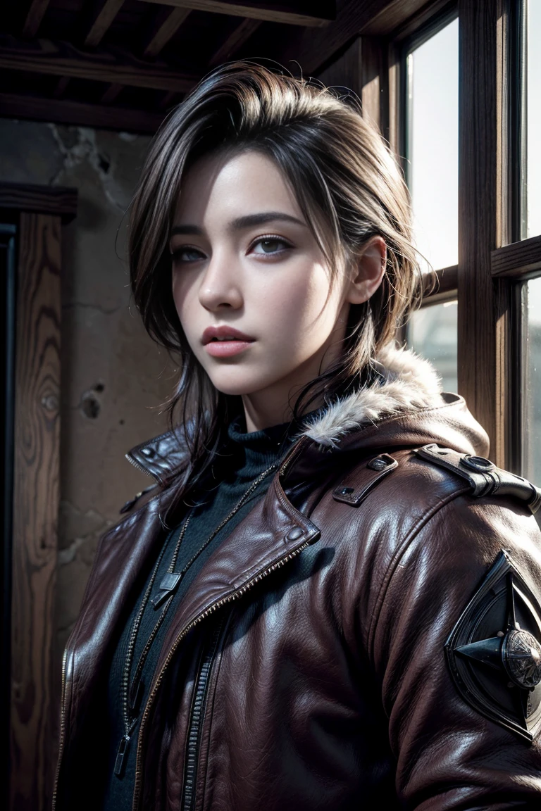 ((Best Quality)), ((masterpiece)), (detailed), engineer man, muscular, (portrait:1.1) shooting, highly detailed eyes, shelter, warm clothes, work coat, winter, deep focus, hyperrealism, edge lighting, hyper realist, steampunk, intricate design, insanely detailed, (cinematographic, ultra HD textures, highly detailed, intricate detail, photorealist, Conceptual art, matte paint, autodesk maya, render vray, ray tracing, HdR) , detailed, realist, 8k hd, high quality